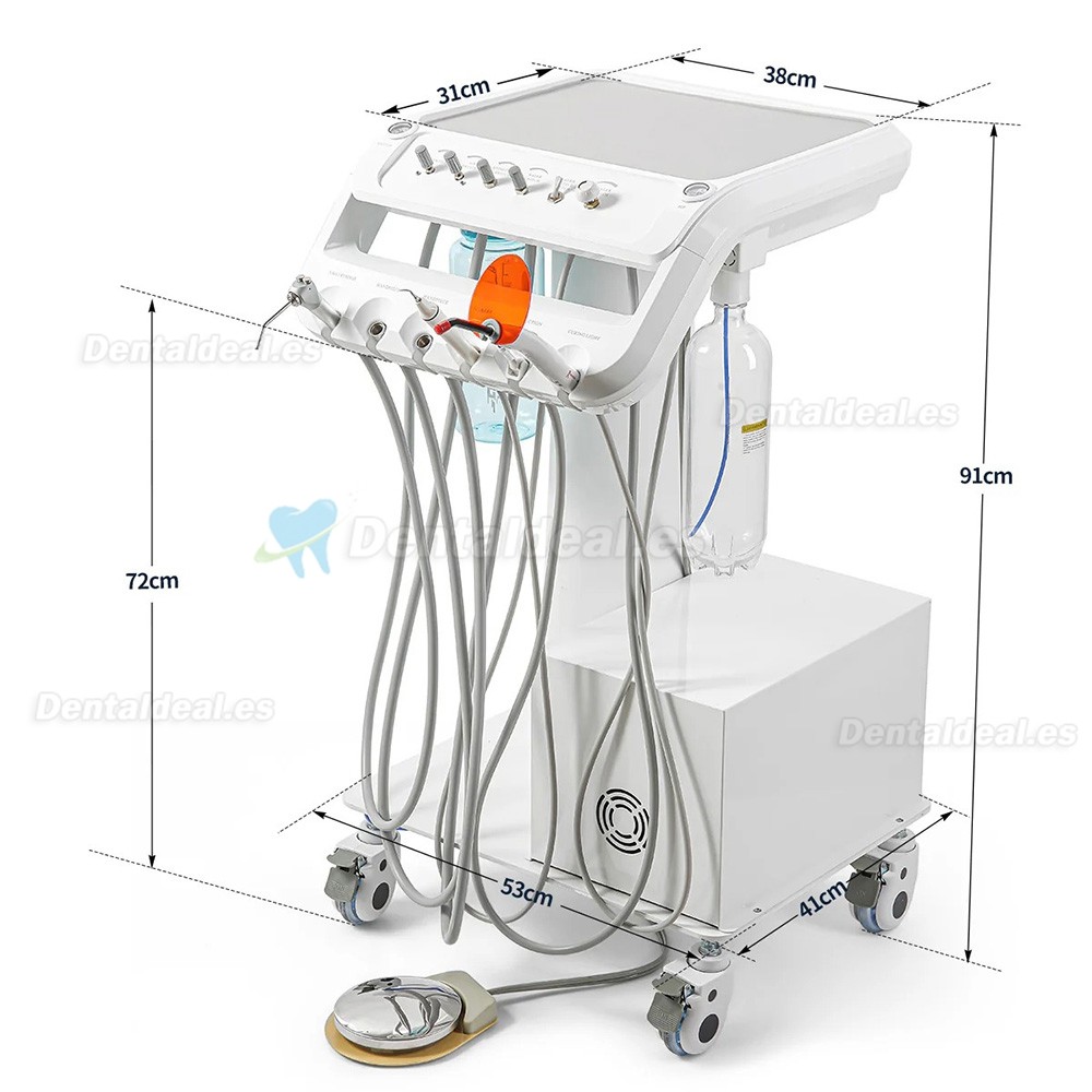 B033 Unidad Dental Port&aacute;til con Carro M&oacute;vil con Compresor, Scaler y L&aacute;mpara de Fotopolimerizaci&oacute;n